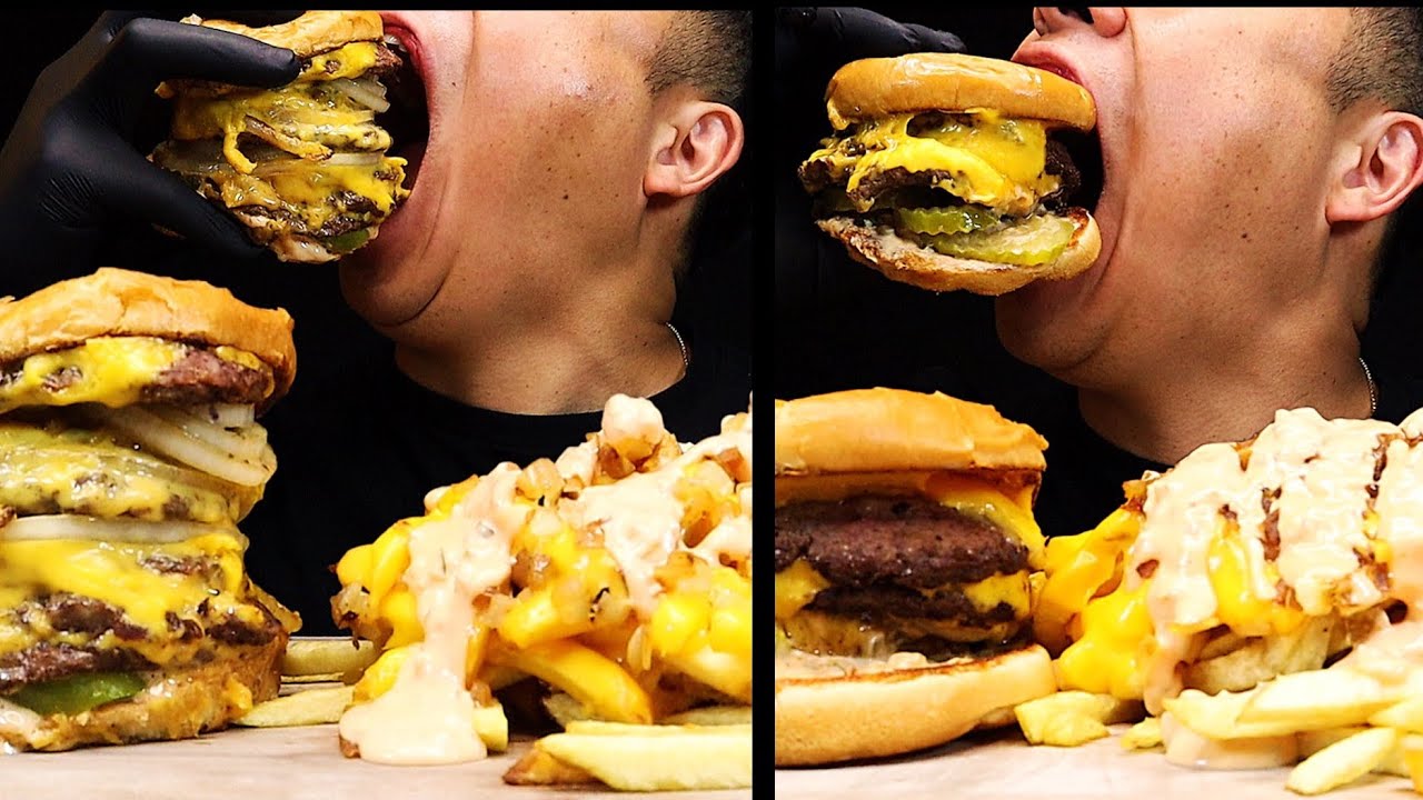 ASMR IN N OUT 4x4 CHEESEBURGER ANIMAL STYLE vs 6x6 CHEESEBURGER ANIMAL