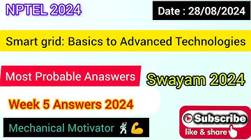 Smart grid: Basics to Advanced Technologies WEEK 5 Quiz| Assignment 5 Solution | NPTEL | SWAYAM 2024