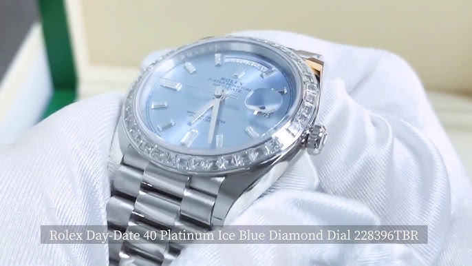 Rolex Day-Date 40 Ice Blue Baguette Diamond Dial Watch