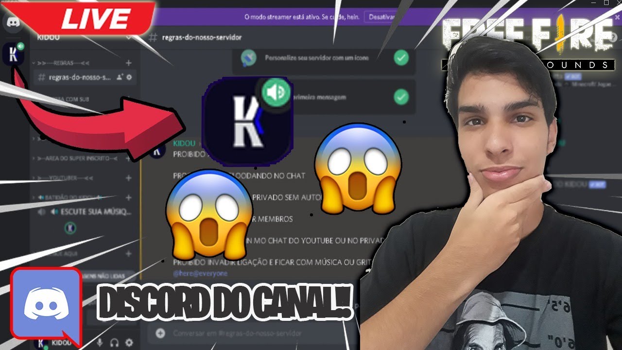 🔥 FREE FIRE - AO VIVO 🔥 GRUPO DO DISCORD PARA INSCRITOS