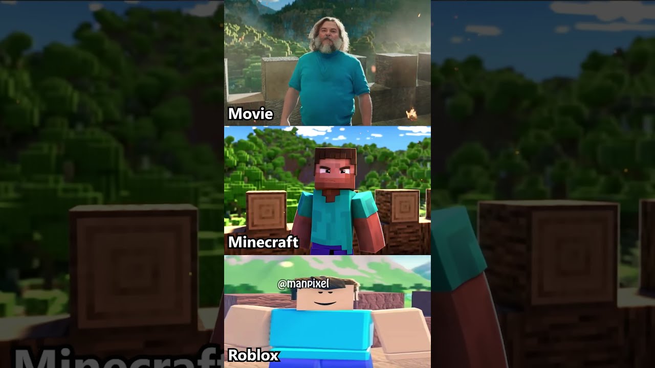Minecraft vs Roblox vs Movie Trailer Version (I Am Steve) 😱 #shorts