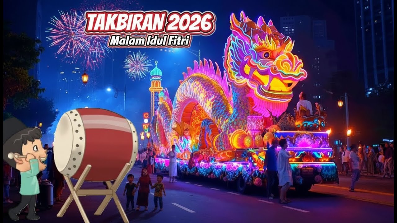 Takbiran 2026 Malam Idul Fitri 🌙🎇 | Truk Hias Animasi & Suasana Lebaran Paling Meriah