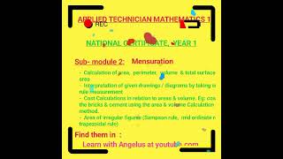 Applied technician maths I for National certificate,  sub module 2