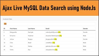 Ajax Live MySQL Data Search using NodeJs