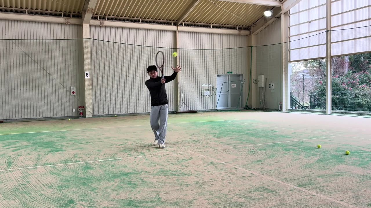 筑後の森 2025/12/29 窪田テニス教室⑥ フォアのバックスイング二段階ターンしないように