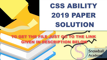 CSS ABILITY 2019 PAPER SOLUTION