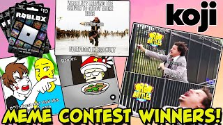 And The Robux Winners Are Announcing Koji Meme Contest Winners For Roblox Gift Cards Youtube - you better play this roblox game remix koji