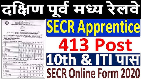 SECR Railway Apprentice Recruitment 2020 ¦¦ How to Fill SECR Railway Apprentice Online Form 2020