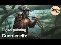 Speed  digital painting  concept art de guerrier elfe