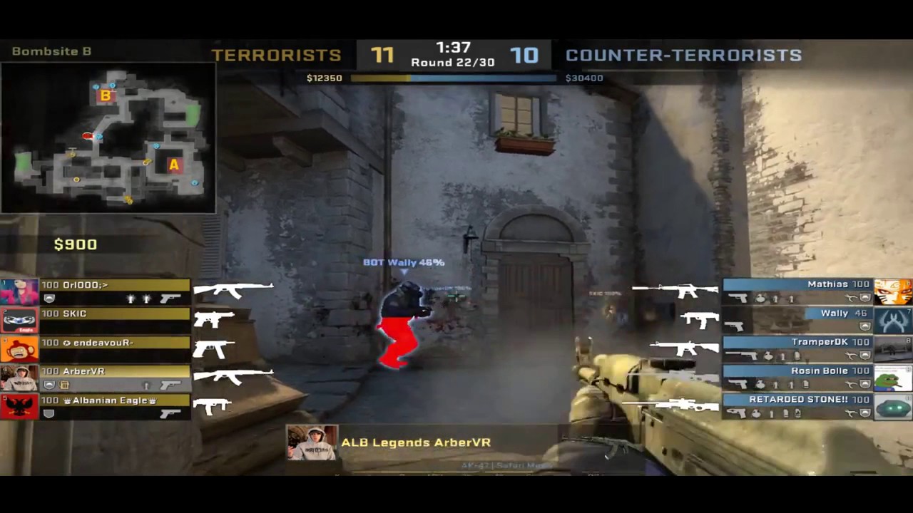 CSGO - Inferno B Site Ace AK47 & AWP - YouTube