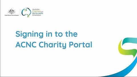 Signing in to the ACNC Charity Portal