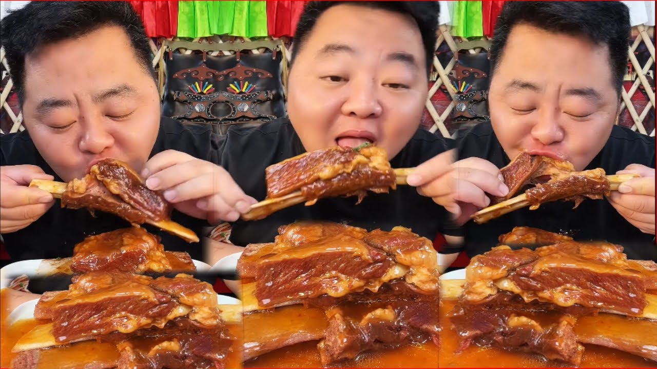 Eating Meat Stuck Ribs | ASMR MUKBANG | Chinese Food - YouTube