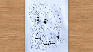 How to draw cute elephant | Elephant Drawing easy step by step | baby elephant drawing tutorial 2025