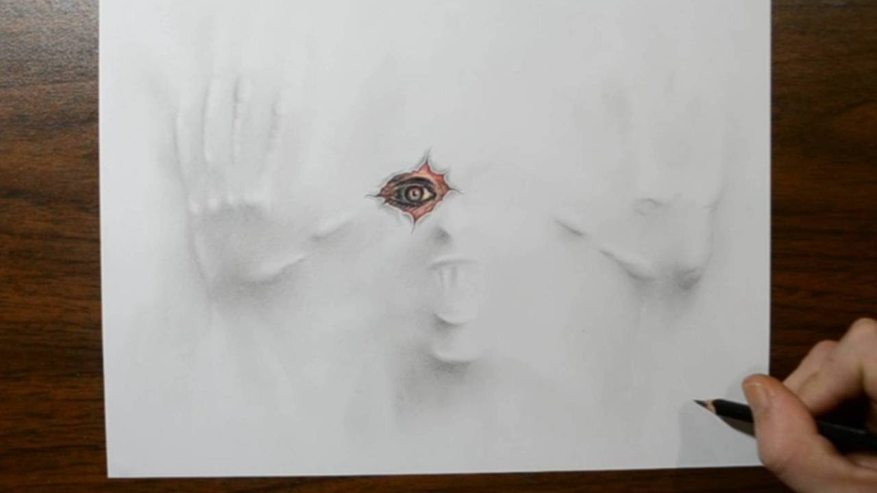 Drawing a Demon Under My Paper - 3D Trick Art