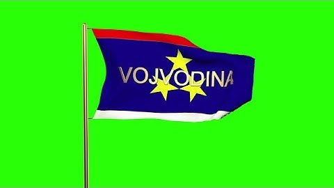 Vojvodina Flag With Title Waving In The Wind. Looping Sun Rises Style. Animation Stock Animation