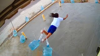 Girl Trips into Wet Cement