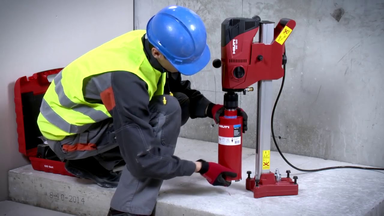 HOW TO use Hilti DD 120 diamond coring tool for wet drilling into ...