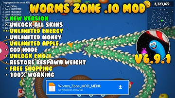 Worms Zone .io MOD APK v6.9.1 | Latest Version | Unlock all Skins | Unlimited Money | Mediafire