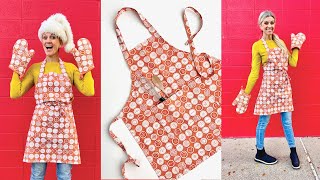 Make an EASY APRON in 30 mins, all the steps! FREE PATTERN