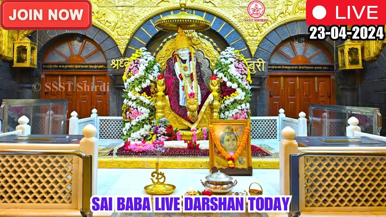 Sai Baba Live Darshan Today  23  April 2024  Tuesday  Saibaba  Shirdilive SSST
