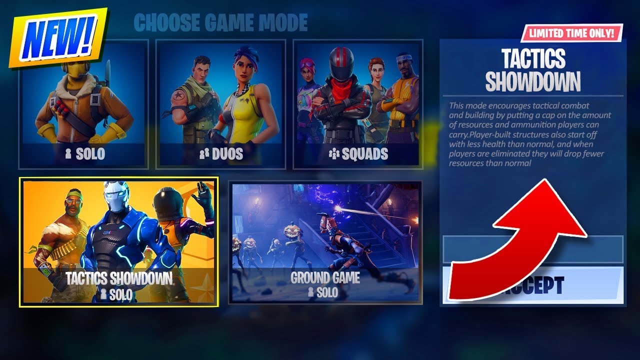 New Fortnite Ltm Update Tactics Showdown Ground Game Game - tactics showdown ground game game modes in fortnite battle royale