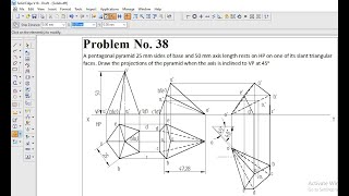 Projection of solids 38th problem , projection of solids computer aided engineering drawing BCEDK103