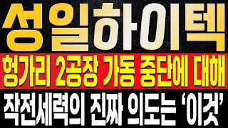 [성일하이텍 주가전망] 오늘 나온 악의적인 헝가리 공장 기사는 가짜뉴스며, 작전세력이 투자자들의 손절을 유도하고 있습니다. 절대 속으시면 안되고 앞으로 1년반 큰 상승 이끌 예정