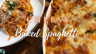 THE BEST CHEESY BAKED SPAGHETTI RECIPE | + HOMEMADE SAUCE | EASY COOKING TUTORIAL #BakedSpaghetti