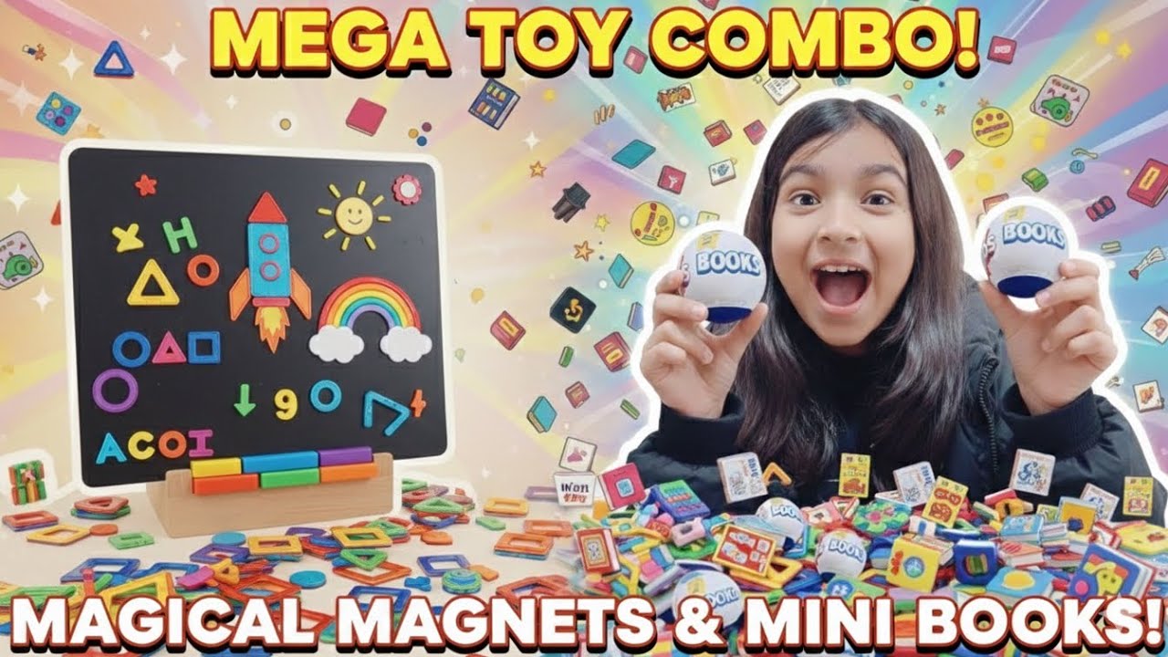 Building Magnetic Shapes + Mini Brand Toys Surprise! 🌈🎁