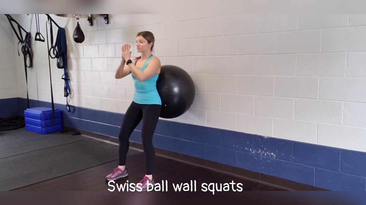Swiss ball wall squats - YouTube