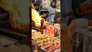 Pork Belly Skewers Bbq - Korean Street Food #Shortsvideo