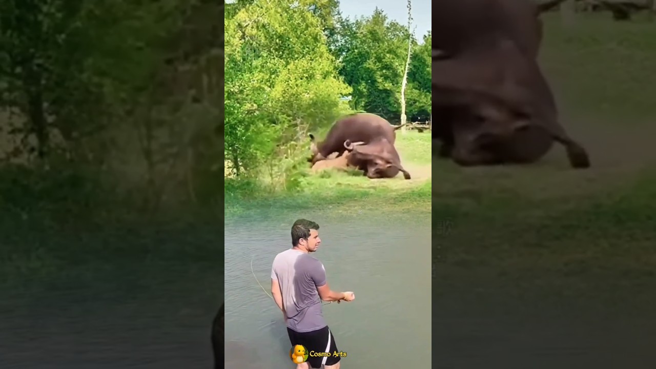 TERJADI LAGI!! DETIK-DETIK KERBAU SMEKDON SINGA HINGGA TERBANG 