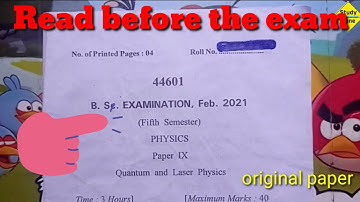 🏅🏅B.Sc. Physics 5th Semester Question Paper || Crsu B.Sc. Examination || Quantum and Laser Physics.