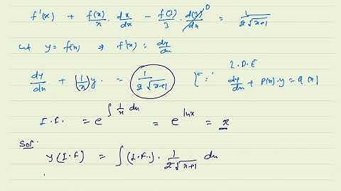 Let differentiable function f satisfy,f(x)+int_3 ^x f(t)/t dt =sqrt(x+1). Then 12f(8) is equal to :