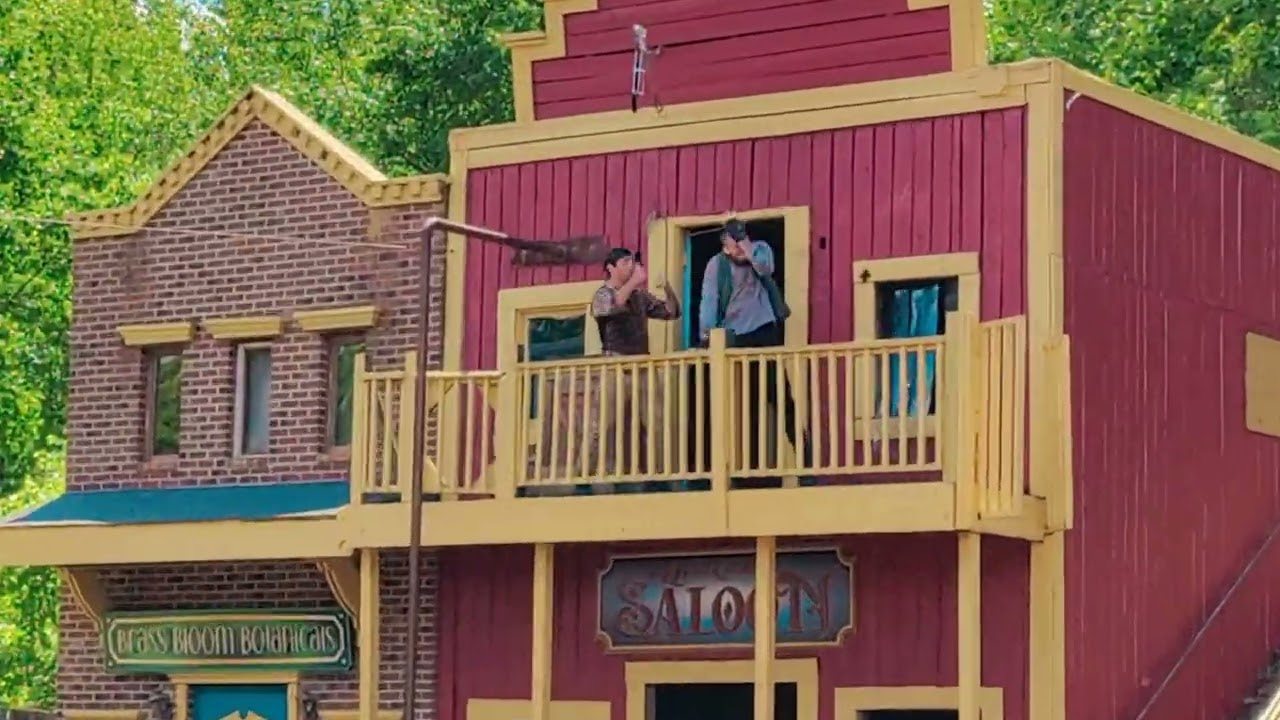 Segment from Steam Heist 2025 the stunt show at Six Flags America