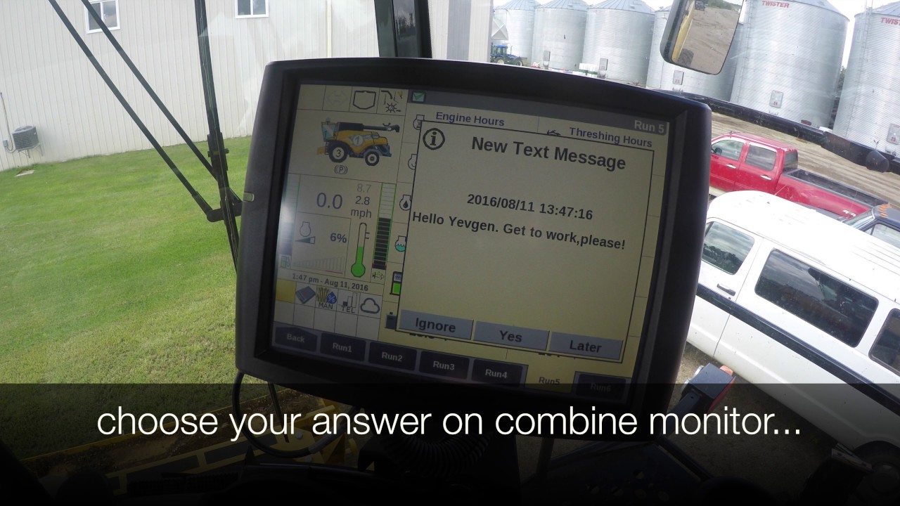 Messaging function of telematics.Precision Land Management.Video#2. Markusson New Holland of Regina.