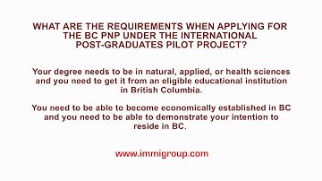 What are the requirements when applying for the BC PNP under the Post-Graduates Project?