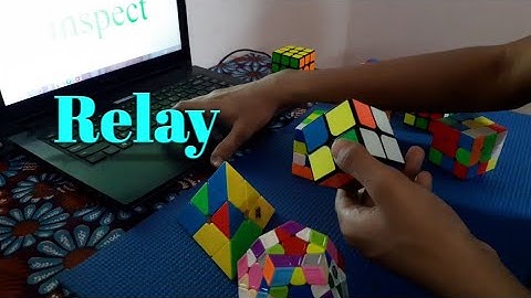 2x2, 3x3, 4x4 ,5x5,megaminx ,pyraminx, skewb, oh, square 1 ,relay. Time- 5:16