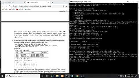 Membuat trigger, insert, update data base pada mariaDB