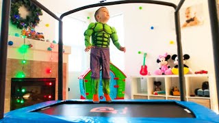 SUPERHERO HULK COSTUME inspire Elias to to have fun playtime with his toys