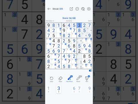 數獨挑戰 Sudoku mobile app Extreme Lv (Perfect win)