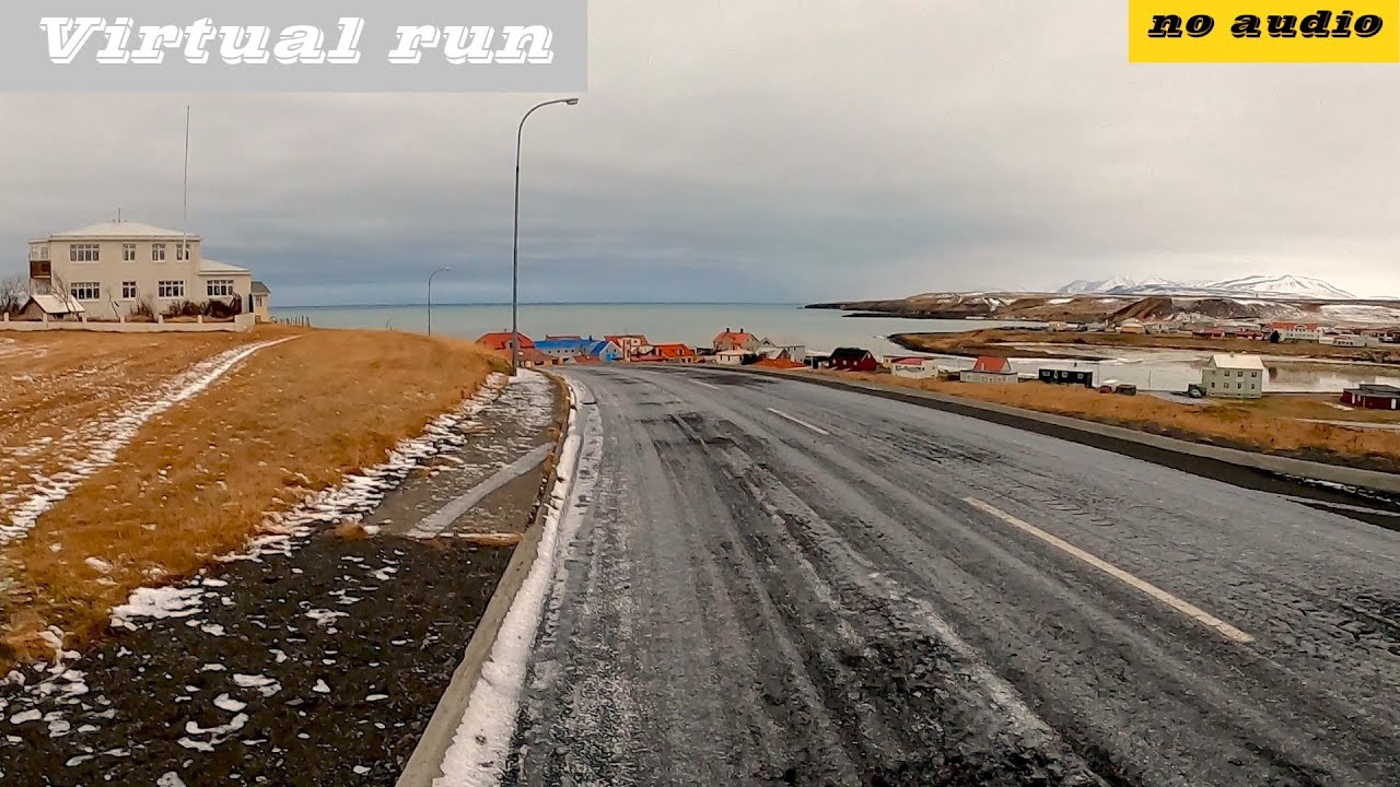 Virtual treadmill run | Running pov in Iceland | 30min | no music | Blonduos | Iceland — Blönduós — video poster