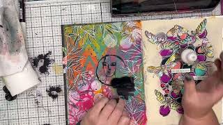 Strong women Art journal page, using transparencies as a focal point