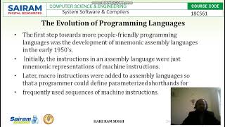 Lecture Video 1 18CS61 Module2  Evolution of Programming Languages Hare Ram Singh