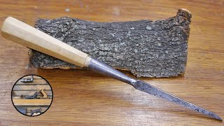 Making an octagonal chisel handle from pear wood with hand tools | Chisel restoration