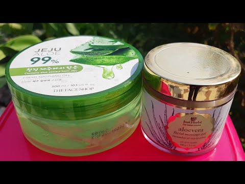 The face shop jeju aelovera gel vs just herbs aelovera facial massage gel review