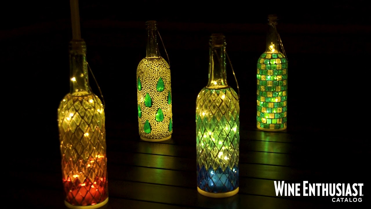 Ocean Mosaics Wine Bottle Lanterns (Set of 4)