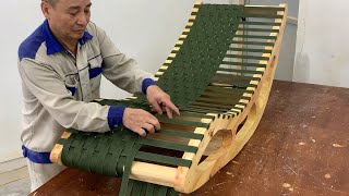 Unique Creative Ideas Craft Carpenter  Extremely Soft Relaxing Wooden Chair Design Knitting Ropes