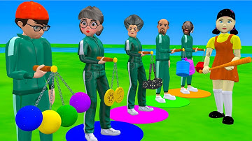 Scary Teacher 3D vs Squid Game Clackers Dalgona Candy Level Max Shapes 5 Times Challenge Who
