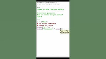 how to create single value tuple in python #shorts #python #coding #pythontricks #pythonfullcourse